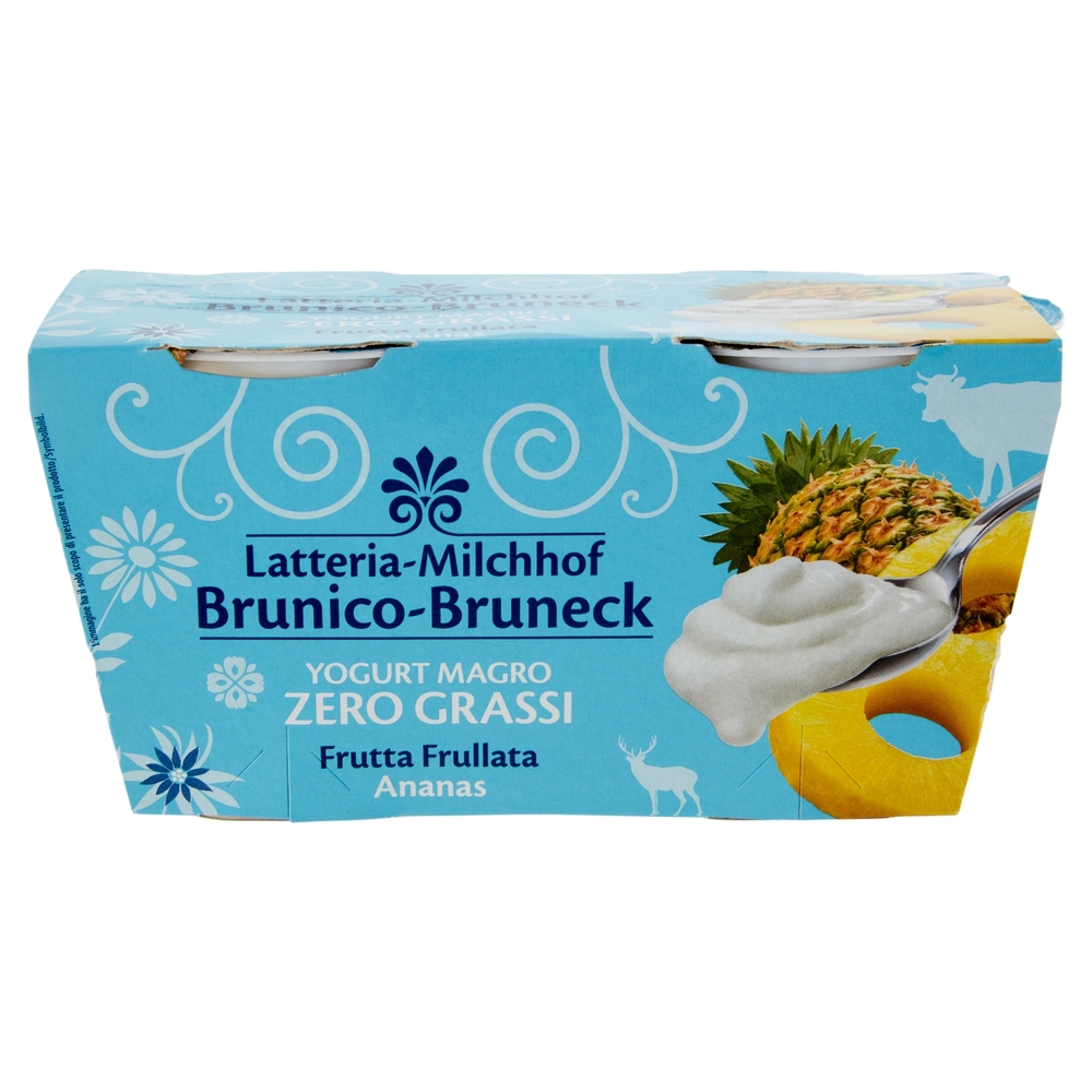 Latteria Brunico Yogurt Magro Zero Grassi Frutta Frullata Ananas 2 x 125 g